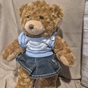 Build-A-Bear Brown Plush with Blue Denim Outfit